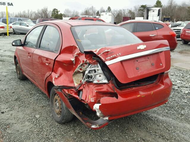 KL1TD56E29B396944 - 2009 CHEVROLET AVEO LS RED photo 3