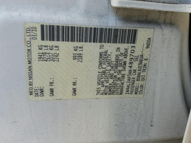 1N4AL2AP3AN489703 - 2010 NISSAN ALTIMA BAS WHITE photo 10