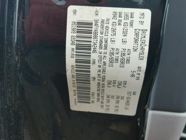 3A4FY48B86T342446 - 2006 CHRYSLER PT CRUISER BLACK photo 10