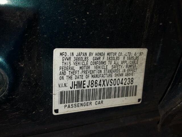JHMEJ864XVS004238 - 1997 HONDA CIVIC EX მწვანე ფოტო 10