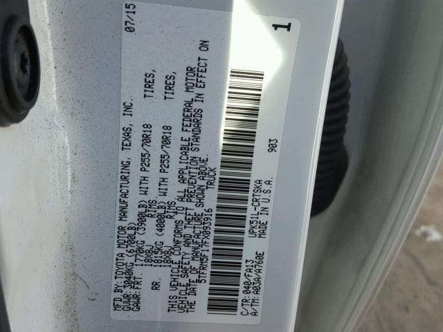 5TFRM5F17FX093916 - 2015 TOYOTA TUNDRA DOU WHITE photo 10