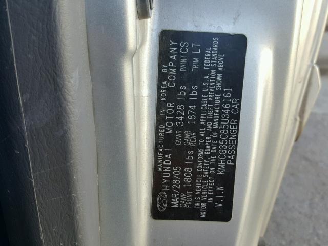 KMHCG35C85U346161 - 2005 HYUNDAI ACCENT GS SILVER photo 10