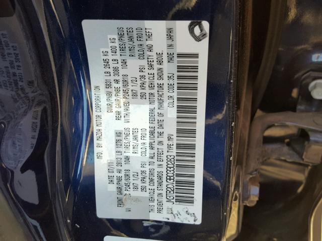 JM3TB2CV3B0330283 - 2011 MAZDA CX-9 BLUE photo 10