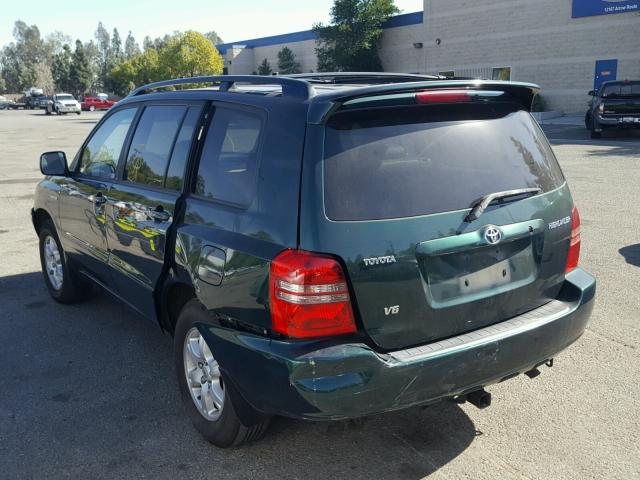 JTEGF21A930106365 - 2003 TOYOTA HIGHLANDER GREEN photo 3