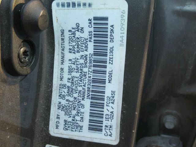 1NXBR32E47Z769852 - 2007 TOYOTA COROLLA CE GRAY photo 10