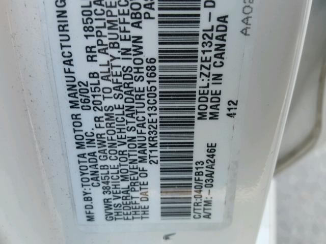 2T1KR32E13C051686 - 2003 TOYOTA MATRIX 白色 照片 10