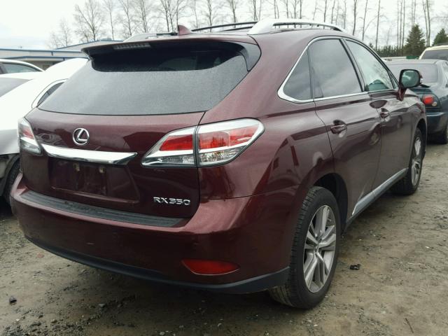 2T2BK1BA0FC280074 - 2015 LEXUS RX 350 BURGUNDY photo 4