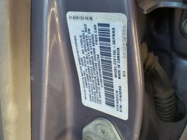 2T1BR18E6WC053756 - 1998 TOYOTA COROLLA VE GRAY photo 10