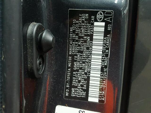 2T1BU4EE8AC508393 - 2010 TOYOTA COROLLA BA GRAY photo 10