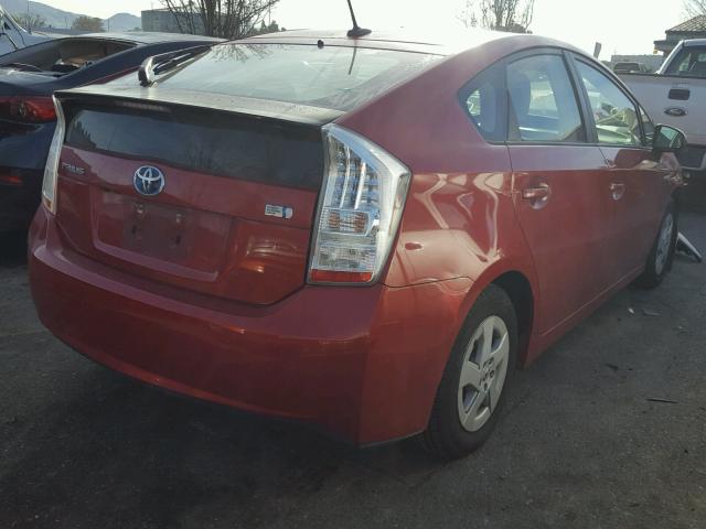 JTDKN3DU8A0135379 - 2010 TOYOTA PRIUS RED photo 4