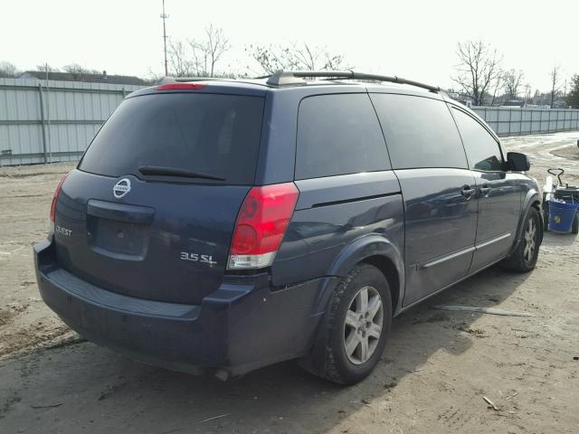 5N1BV28U35N108616 - 2005 NISSAN QUEST S BLUE photo 4