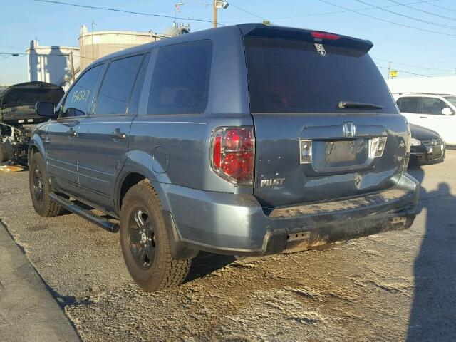 5FNYF28167B013261 - 2007 HONDA PILOT LX BLUE photo 3