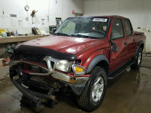 5TEHN72NX2Z042491 - 2002 TOYOTA TACOMA DOU RED photo 2