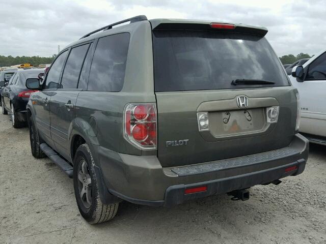 5FNYF28627B023233 - 2007 HONDA PILOT EXL GREEN photo 3