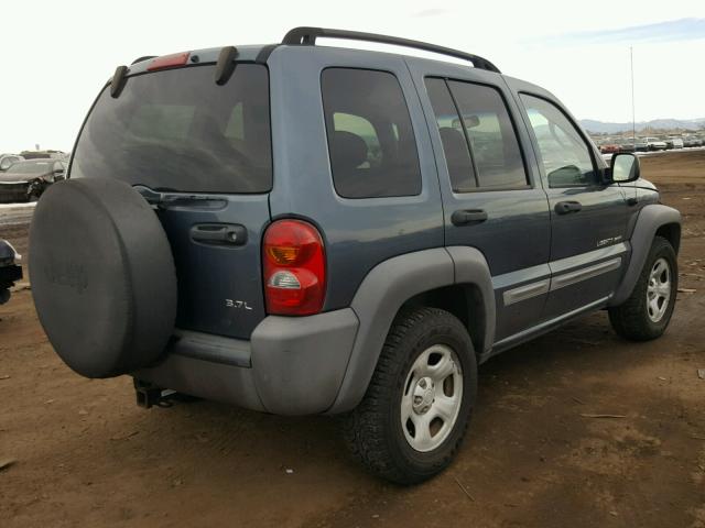 1J4GL48K82W324293 - 2002 JEEP LIBERTY SP BLUE photo 4