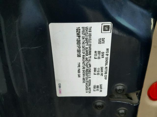 1G2WP12K91F158138 - 2001 PONTIAC GRAND PRIX BLUE photo 10