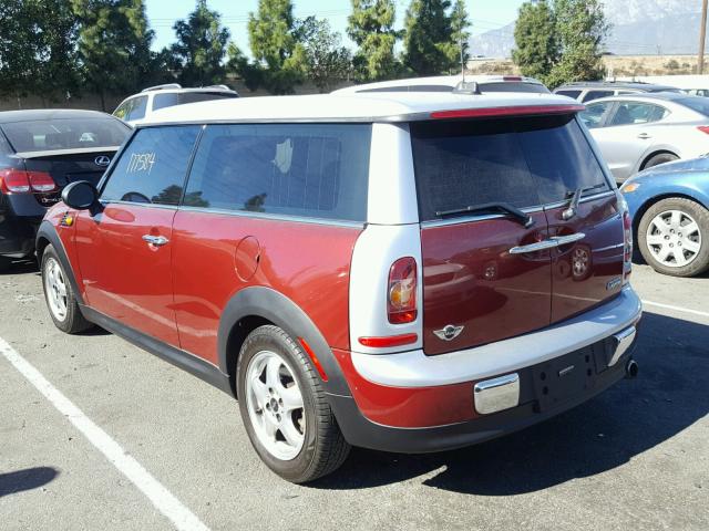 WMWML33538TN68283 - 2008 MINI COOPER CLU BURGUNDY photo 3