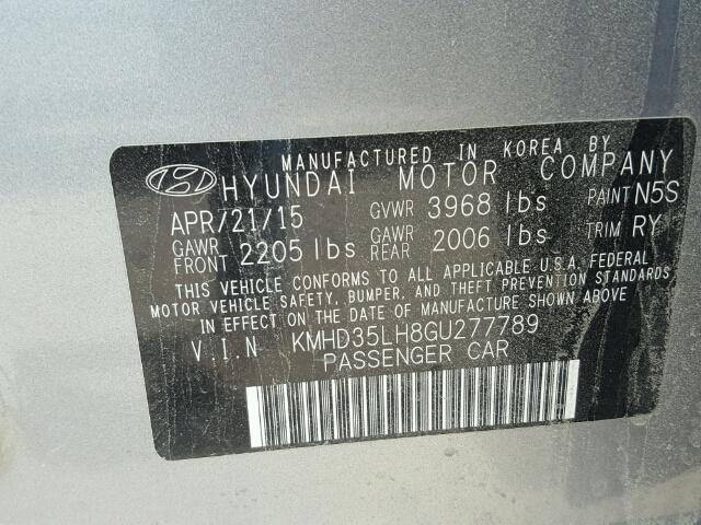 KMHD35LH8GU277789 - 2016 HYUNDAI ELANTRA GT GRAY photo 10