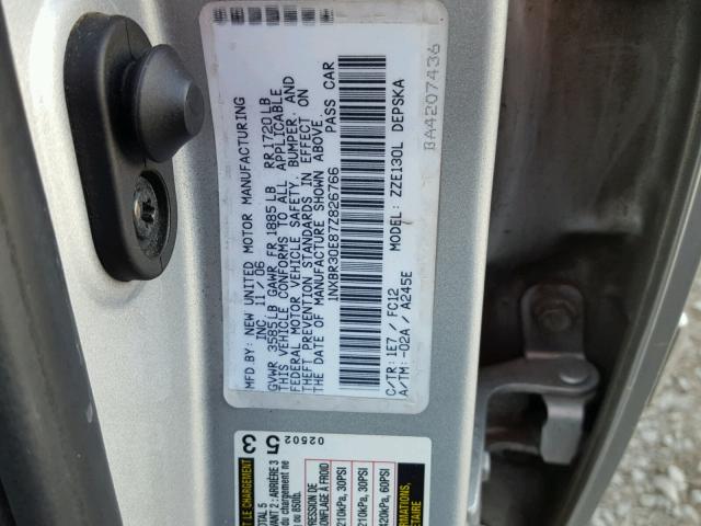 1NXBR30E87Z826766 - 2007 TOYOTA COROLLA CE SILVER photo 10