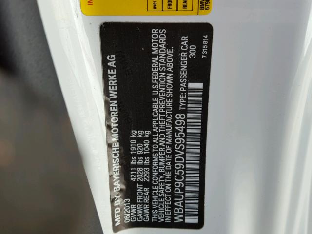 WBAUP9C59DVS95498 - 2013 BMW 128 I თეთრი ფოტო 10