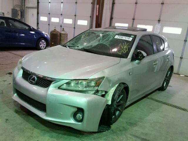 JTHKD5BH3C2096937 - 2012 LEXUS CT 200 SILVER photo 2