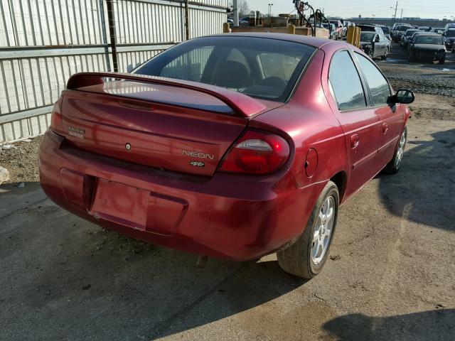 1B3ES56C74D521473 - 2004 DODGE NEON SXT RED photo 4