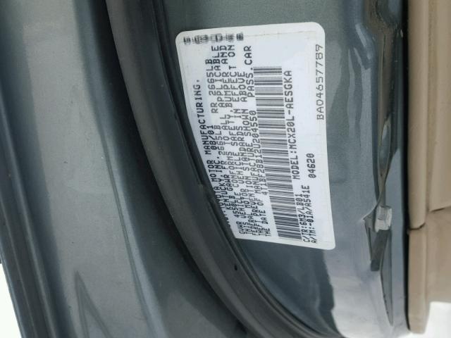 4T1BF28B12U204550 - 2002 TOYOTA AVALON XL SILVER photo 10