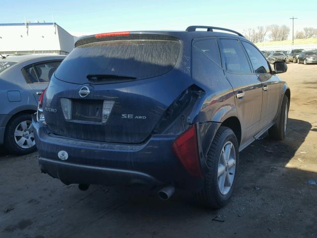 JN8AZ08WX5W401552 - 2005 NISSAN MURANO SL BLUE photo 4