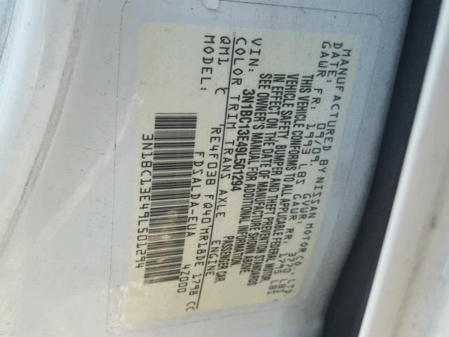 3N1BC13E49L501294 - 2009 NISSAN VERSA S WHITE photo 10