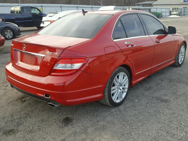 WDDGF81X89F236841 - 2009 MERCEDES-BENZ C 300 4MAT RED photo 4