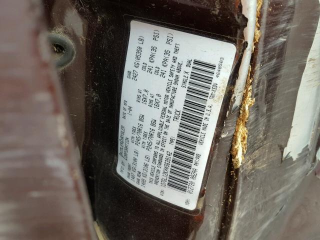 1D7GL12KX4S639142 - 2004 DODGE DAKOTA SXT MAROON photo 10