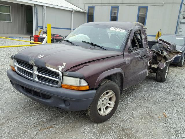 1D7GL12KX4S639142 - 2004 DODGE DAKOTA SXT MAROON photo 2