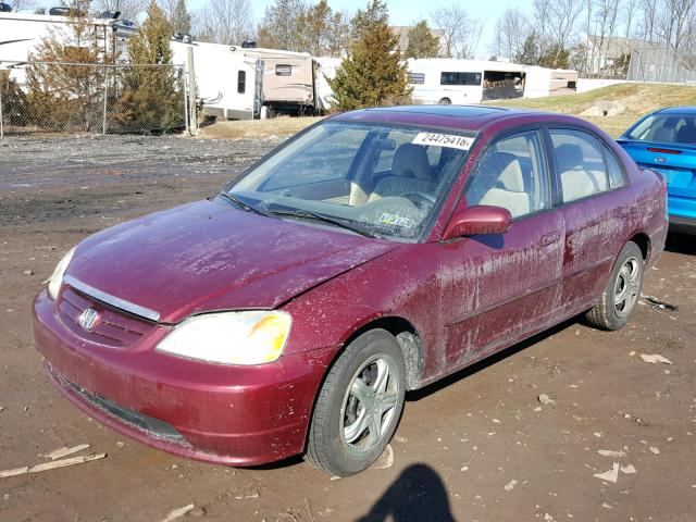 2HGES267X3H544202 - 2003 HONDA CIVIC EX BURGUNDY photo 2