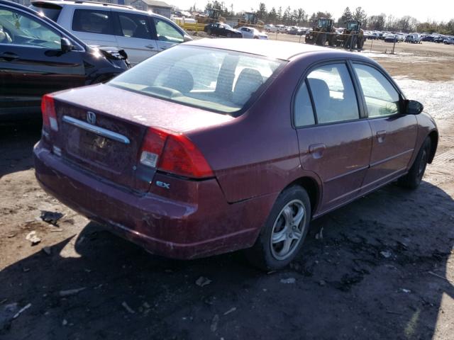 2HGES267X3H544202 - 2003 HONDA CIVIC EX BURGUNDY photo 4