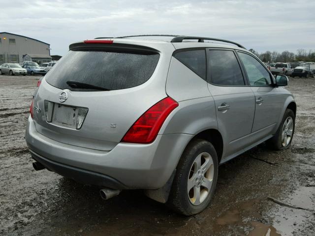 JN8AZ08T35W329874 - 2005 NISSAN MURANO SL SILVER photo 4