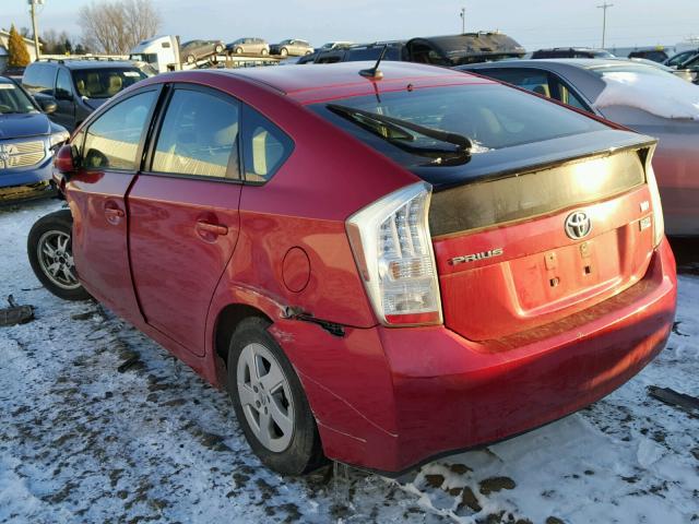 JTDKN3DU4A5082831 - 2010 TOYOTA PRIUS RED photo 3