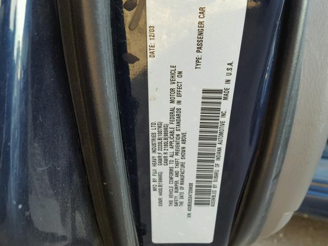 4S3BE625347209638 - 2004 SUBARU LEGACY L S BLUE photo 10