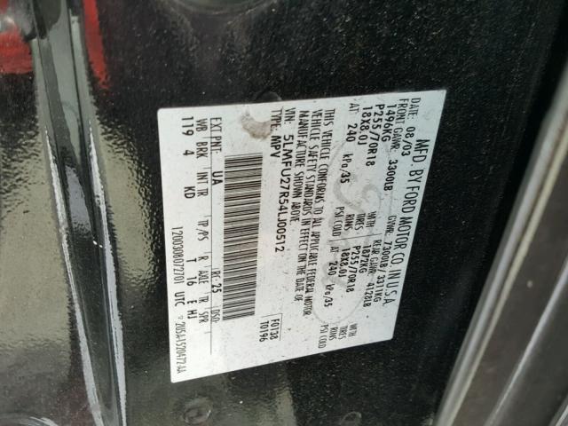 5LMFU27R54LJ00512 - 2004 LINCOLN NAVIGATOR BLACK photo 10