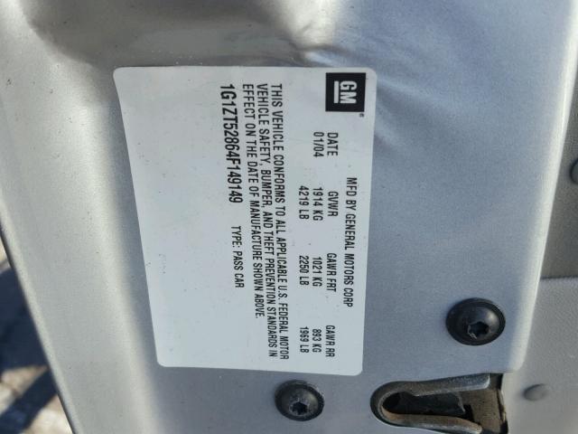 1G1ZT52864F149149 - 2004 CHEVROLET MALIBU LS SILVER photo 10