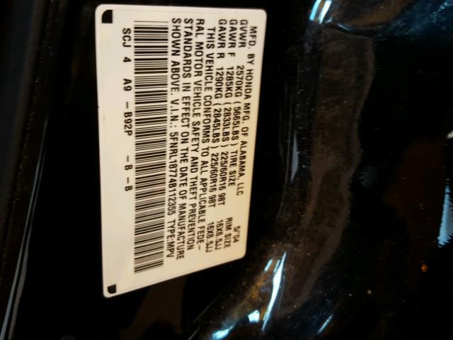 5FNRL18774B112355 - 2004 HONDA ODYSSEY EX BLACK photo 10