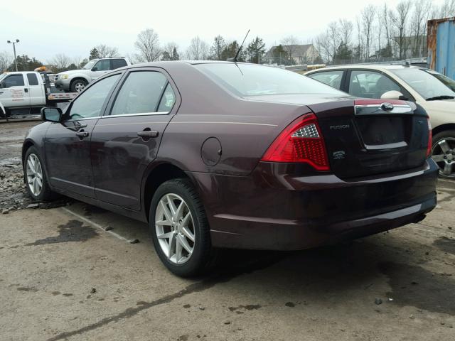 3FAHP0JA4CR185816 - 2012 FORD FUSION SEL BURGUNDY photo 3