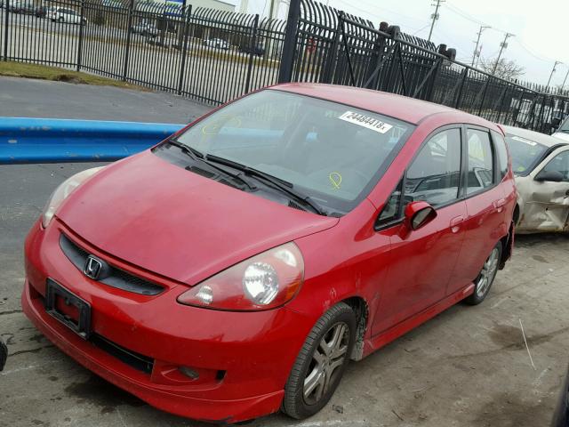 JHMGD38697S058201 - 2007 HONDA FIT S RED photo 2