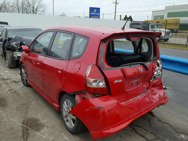 JHMGD38697S058201 - 2007 HONDA FIT S RED photo 3