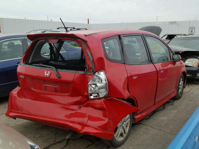 JHMGD38697S058201 - 2007 HONDA FIT S RED photo 4