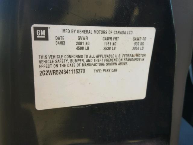 2G2WR524341116370 - 2004 PONTIAC GRAND PRIX Qara foto 10