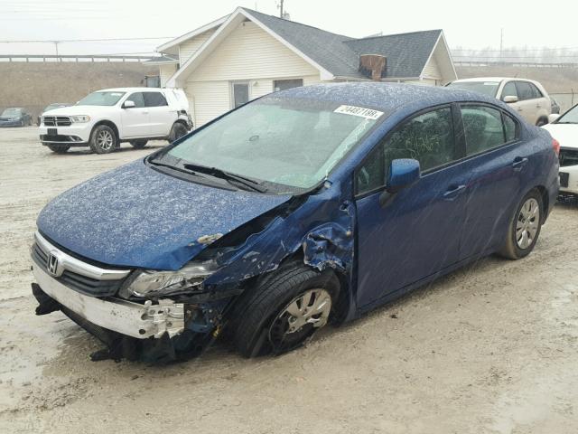 2HGFB2F52CH536257 - 2012 HONDA CIVIC LX BLUE photo 2