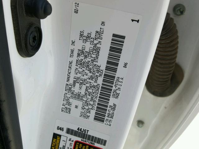 5TFDY5F16CX236039 - 2012 TOYOTA TUNDRA CRE WHITE photo 10