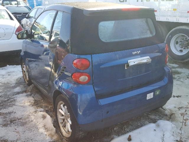 WMEEK31X08K149300 - 2008 SMART FORTWO PAS BLUE photo 3