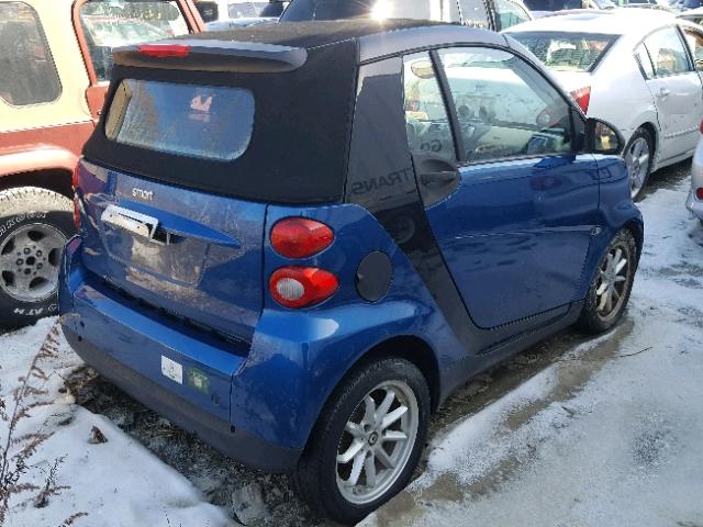 WMEEK31X08K149300 - 2008 SMART FORTWO PAS BLUE photo 4