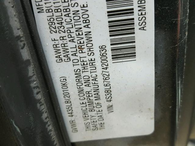 4S3BL676274200636 - 2007 SUBARU LEGACY GT BLACK photo 10